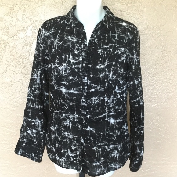 Michael Kors Black White Tie Dye Shirt 8 M - Picture 1 of 3